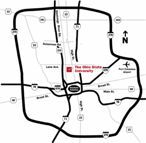 Map showing OSU's location in Columbus. Click to enlarge.
